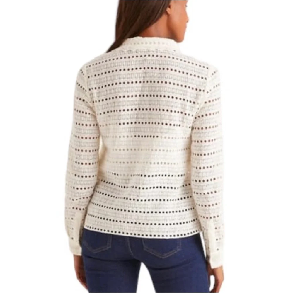 Boden White Macie Lace Eyelet Button Down Top - Picture 3 of 11